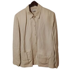 NYGARD Collection Linen Blend Beige Lightweight Blazer Ladies Plus Size 18